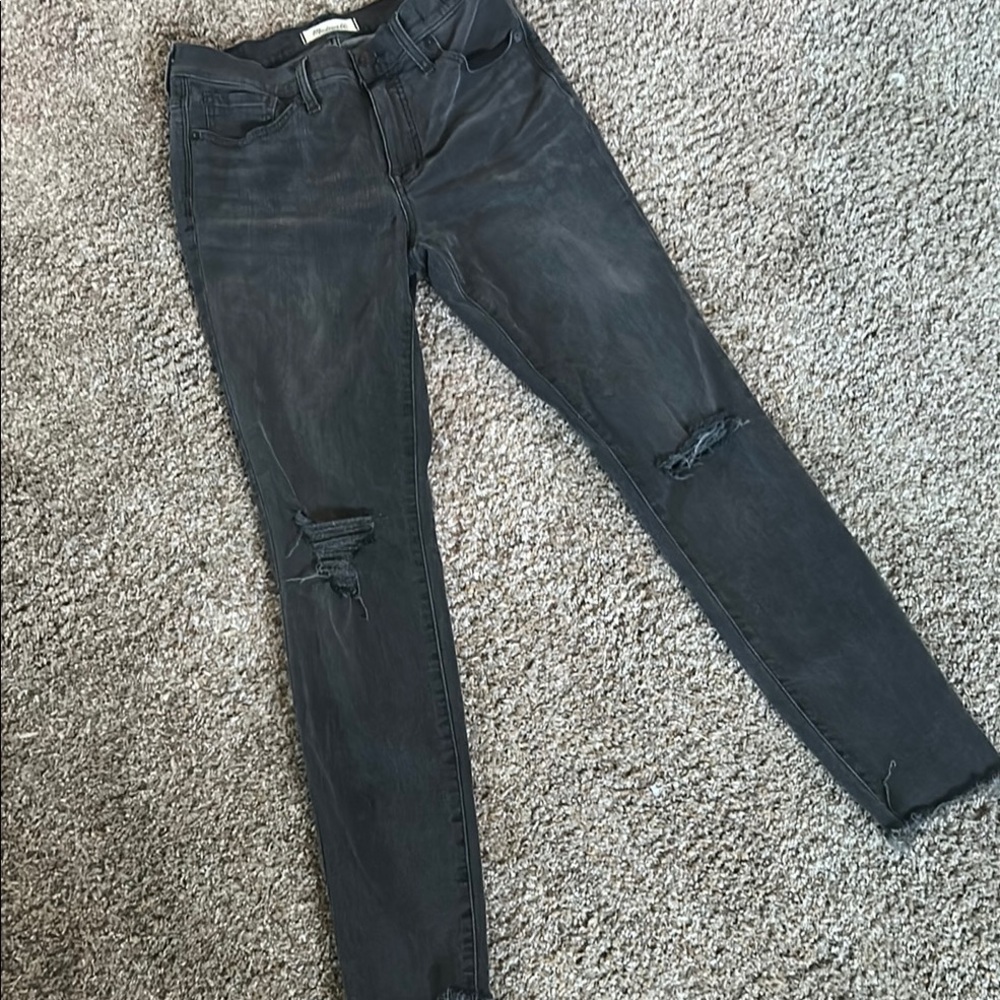Madewell Distressed Faded Black Skinny Mid Rise Jeans Sz 28